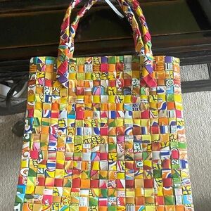 Handwoven Multi-Color Tote Bag – made from gum wrappers